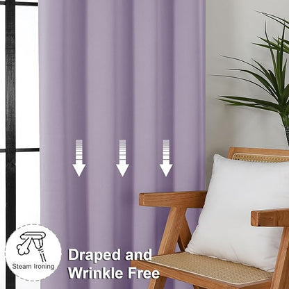 Simplebrand Ava Lilac Short 36 Inches Blackout Curtain 2 Panels Set, Half - Image 7