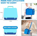 Kids Bento Lunch Box with 8oz Soup Thermo, Water Bottle, Kids Leakproof Lunch Food Containers with 4 Compartment, Insulated Hot Food Jar with Lunch Bag for School, Trvael (Blue)