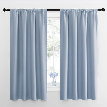 NICETOWN Blackout Curtains for Living Room, Vintage Blue, 2 Panels, 42 by 63 by NICETOWN