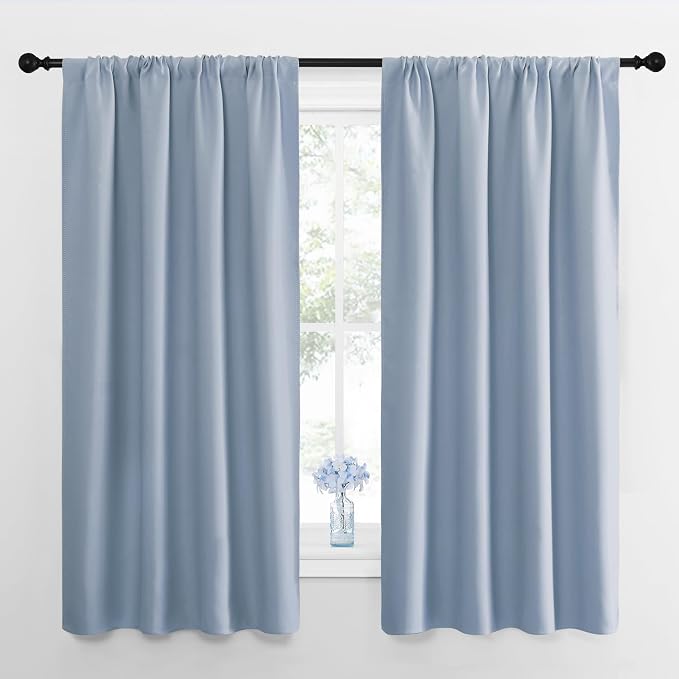 NICETOWN Blackout Curtains for Bedroom, Vintage Blue, 1 Pair, 42 by 45-inch by NICETOWN