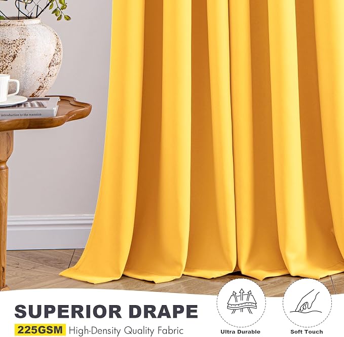 MIULEE Blackout Curtains for Bedroom 2 Panels 40 x 63 Inch Long Yellow | - Image 5