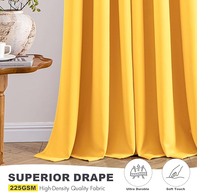 MIULEE Blackout Curtains for Bedroom 2 Panels 40 x 72 Inch Long Yellow | - Image 5