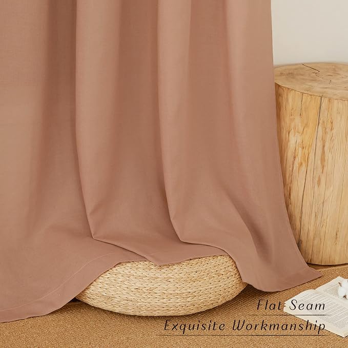 NICETOWN Terracotta Linen Kitchen Curtains 36 inch Length, Decorative Thick - Image 2