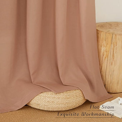 NICETOWN Terracotta Linen Kitchen Curtains 36 inch Length, Decorative Thick - Image 2