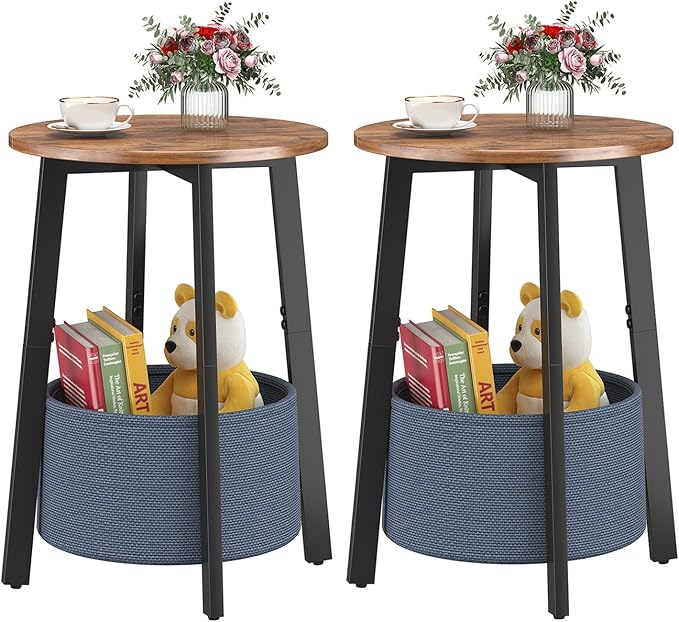 sthmec Small Round Side End Table Set of 2 by Unknown