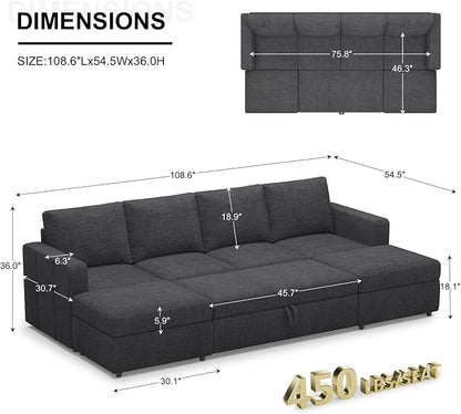 Belffin Modular Sectional Sleeper Sofa Bed - Image 2