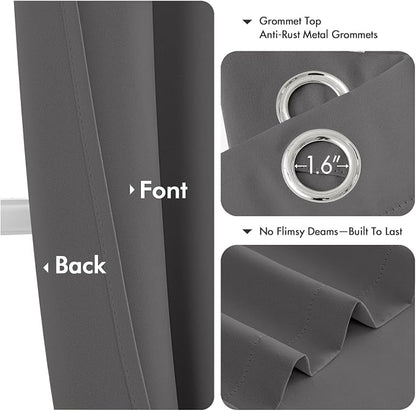 MIULEE Blackout Curtains for Bedroom 2 Panels 40 x 45 Inch Long Gray | Thermal - Image 4