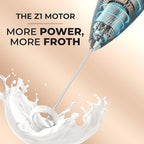 Zulay Kitchen Powerful Milk Frother Wand With 2 Duracell Batteries - Ultra Fast Handheld Drink Mixer - Electric Whisk Foam Maker for Coffee, Lattes, Cappuccino, Matcha, Hot Chocolate & Creamer - Black