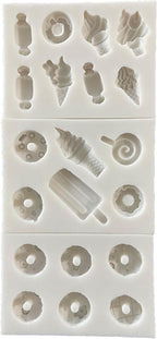Lovely Small Items Silicone Fondant Molds Set For Cake Topper, Gumpaste, Candy & Chocolate, Polymer Clay and More (Snack Food)