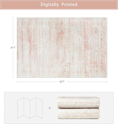 Pink Washable Rugs 4x6 Area Rugs - Image 2