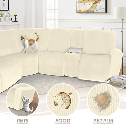 Arfntevss Sectional Recliner Couch Covers Velvet Washable Corner Sectional Sofa - Image 7
