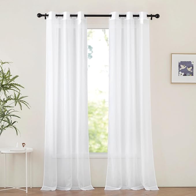 NICETOWN White Sheer Curtains for Living Room 90 inches Long by NICETOWN