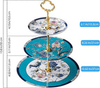 ACMLIFE Bone China Tea Sets with Cake Stand 3 Tiers for 6 Adults, 21 Piece Vintage Tea Cup Set, Blue Floral Tea Sets for Women Tea Party or Gift Giving China/English Tea Cup Set