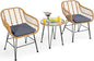 Tangkula 3 Pieces Patio Bistro Set, Rattan Conversation Set by TANGKULA