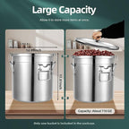 PERFERATE 304 Stainless Steel Airtight Canister 6L/12L Food Storage Bucket with Lids and Sturdy Locking Clamp Metal Cereal Rice Storage Container for Flour, Coffee Bean, Sugar, Cookie (21L)