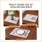 Dish Drying Mat Absorbent Coffee Mat Rubber Backed Soft Silicone Kitchen Counter Mats for Home Kitchen Bathroom Coffee Bar (Tulip, 16 x 24 Inches)