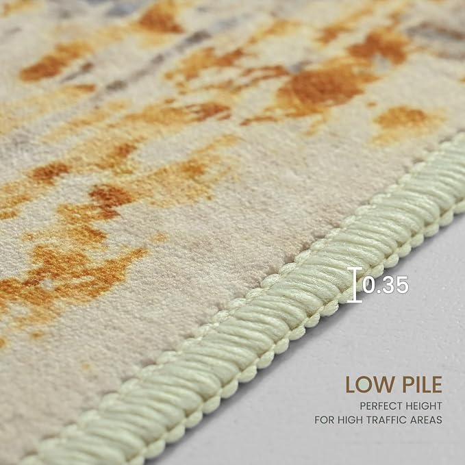 Ompaa Living Room Rug 5x7 Beige Area Rug Machine Washable Boho Rug Non Slip - Image 7