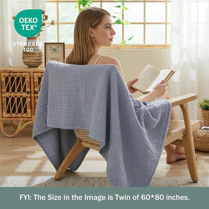 EMME Muslin Blankets for Adults Throw Blanket for Couch Breathable Gauze Soft - Image 5