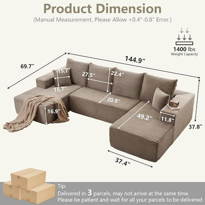 Sectional Cloud Couch for Living Room, Modular Floor Deep-Seat Sofa, Big Comfy - Image 2