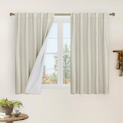 54 Inch Natural 100% Blackout Linen Curtains by LAMIT