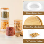 17oz Round Glass Storage Containers with Bamboo Lids – 12 Pack Small Airtight Clear Spice Jars for Pantry Organization, Kitchen Dry Food, Flour, Spice, Coffee Beans, Staples & Snacks