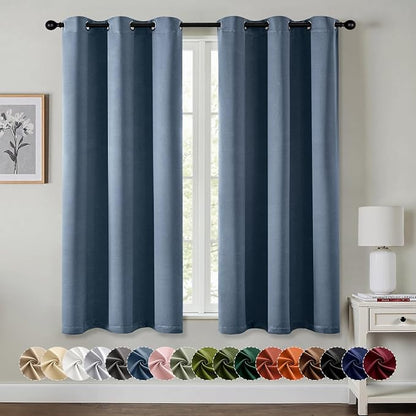 MIULEE Blackout Curtains for Bedroom 2 Panels 34 x 63 Inch Long Stone Blue | by MIULEE