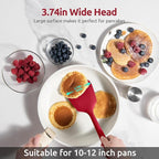 600ºF Heat Resistant Silicone Turner: U-Taste 13.6in Long Solid & Slotted Thick Kitchen Spatula Flipper, Large Flexible Cooking Utensil for Flipping Egg, Pancake in Nonstick Cookware (Rose Red, 2PCS)