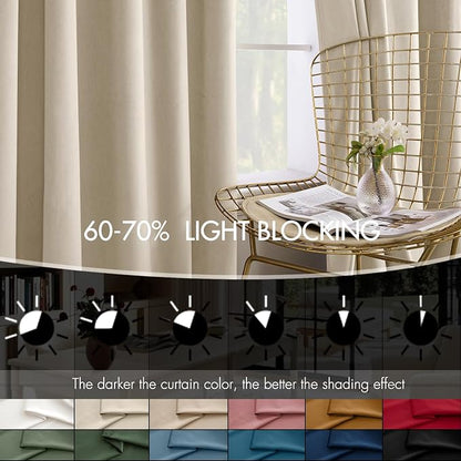 MIULEE Velvet Curtains 50W x 84L 2 Panels Beige Blackout Curtains | Luxury - Image 4