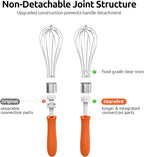 U-Taste 9" Small Egg Whisk: 18/10 Stainless Steel Kitchen Cooking Wire Balloon Wisk, Heavy Duty Metal Beater Stirrer, Manual Baking Tool with 6 Flex Wires for Hand Mixing, Blending Sauce (Orange)