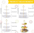 Sawysine 6 Pack 3 Tiers Dessert Stand Plastic Cupcake Stand Serving Trays Cupcake Display Stand Cookie Tray for Party and Platter for Home(Gold)