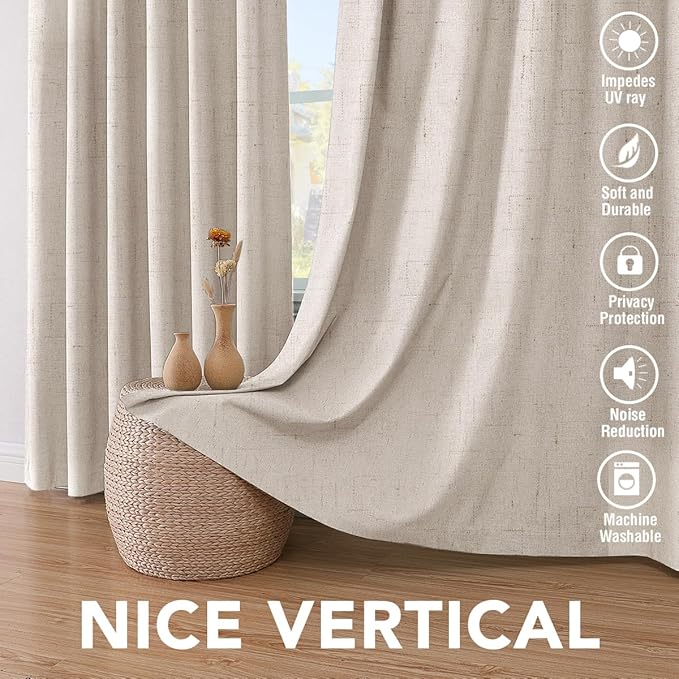 H.VERSAILTEX Linen Blackout Curtains 45 Inches Long 100% Blackout Thermal - Image 7