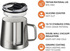 TKK 12 oz Insulated Coffee Mug with Handle Ceramic Coating Detachable Slider Lid Stainless Steel Tumbler Double Wall Vacuum Travel Cup