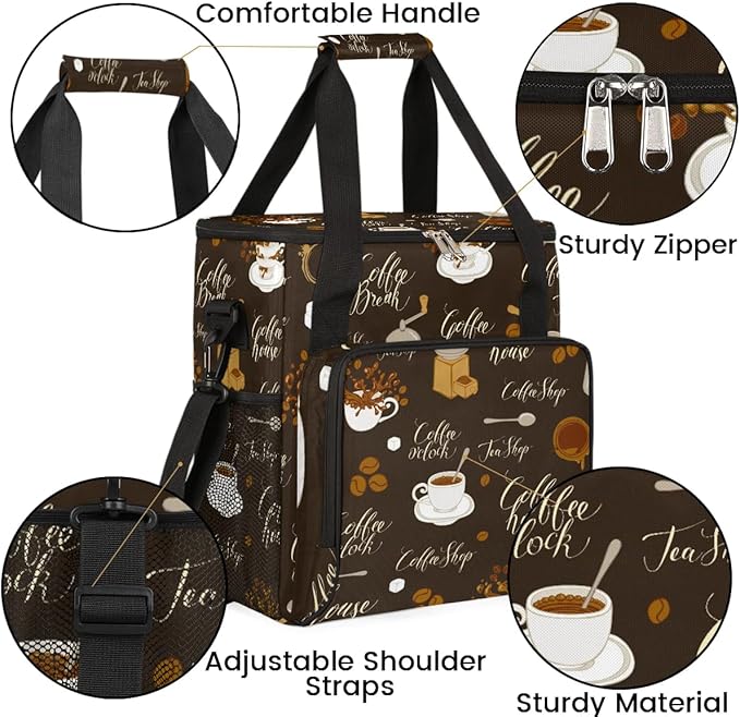 coffee sugar coffee beans Coffee Maker Carring Bag Travel Carrying Storage Tote Bag Compatible with Keurig K-Mini or K-Mini Plus Portable Single Serve Coffee Brewer Case with Pockets for K-cup Pods