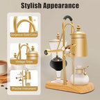 Belgian Syphon Coffee Maker, Belgian Belgium Royal Family Balance Syphon Siphon Coffee Maker Vacuum Brewing System w/Measuring Cup & lcohol Burne, Classic Gold