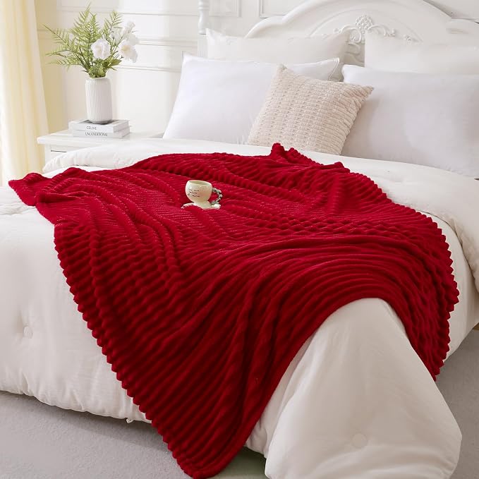 Red Fleece Throw Blanket 60”×80” by linecooo