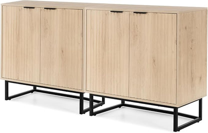 EYYTHUNG Fluted Storage Cabinet Set of 2, Sideboard Buffet Cabinet Modern - Image 9
