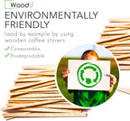 Wooden Coffee Stirrers - 5.5" 1000 pcs of Wooden Sticks - Square - End Coffee Mixer Stick