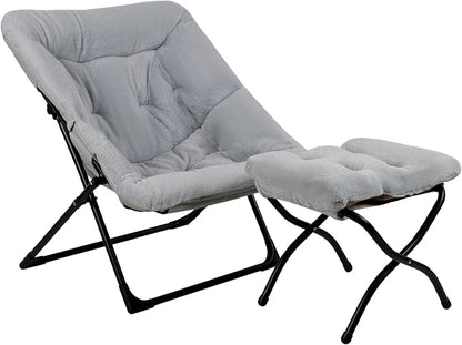 Comfy Saucer Chair for Adults, Soft Faux Fur Bedroom Chair by MordchilHF