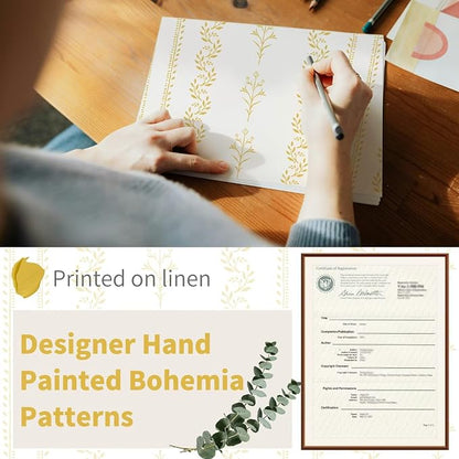 BGment Mustard Yellow Vintage Floral Linen Curtains - Image 4