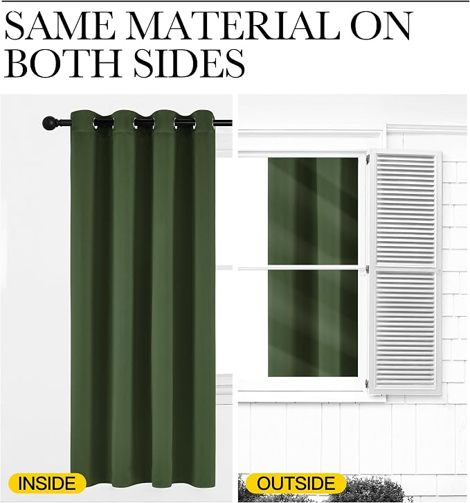 NICETOWN Dark Green Curtains for Bedroom, Grommet Blackout Window Treatments - Image 6