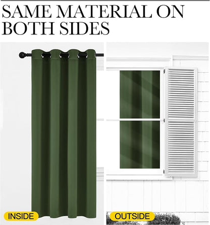 NICETOWN Dark Green Curtains for Bedroom, Grommet Blackout Window Treatments - Image 6