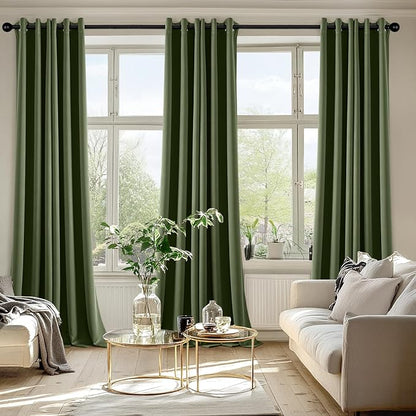 MIULEE Blackout Curtains for Bedroom 2 Panels 40 x 96 Inch Long Olive Green | - Image 6