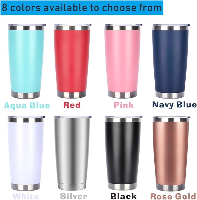 Pandance 20oz Stainless Steel Insulated Tumblers with Lid and Straw Bulk, Double Wall Vacuum Water Cups for Hot & Iced Coffee Drinks Travel Mug (White, 8 pack)