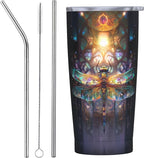 Dragonfly Tumbler with Lid and Straw 20oz Coffee Tumblers Leakproof Stainless Steel Travel Mug Vacuum Insulated Cup for Iced and Hot