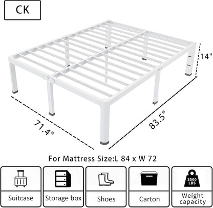 ROIL 14 Inch White California King Bed Frame - Image 2