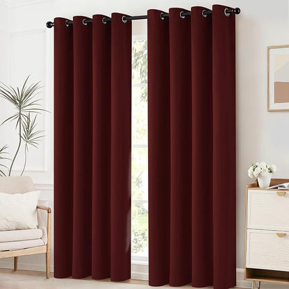 Yakamok Room Darkening Curtains 52x96 inch Length Burgundy Red-Living Room | 2 - Image 2
