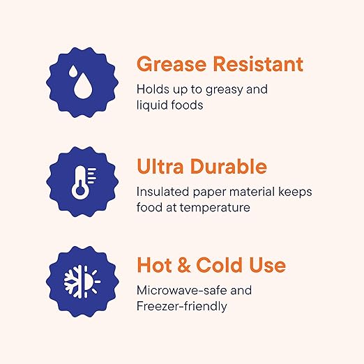 Stack Man Paper Food Container with Lid, Insulated Food Cups with Vented Lids - Hot or Cold To Go Soup Cup, for Soups, Ice Cream and Yogurt - Eco-Friendly - White