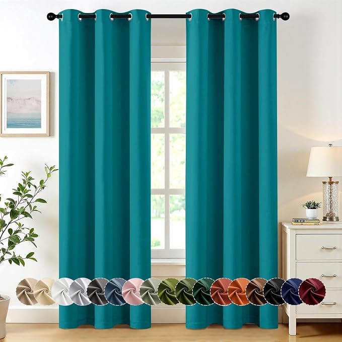 MIULEE Blackout Curtains for Bedroom 2 Panels 40 x 72 Inch Long Teal | Thermal by MIULEE