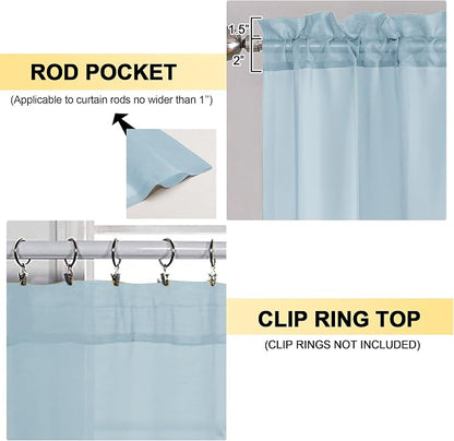 Sky Blue Sheer Curtains 84 Inches Long 2 Panels - Image 2