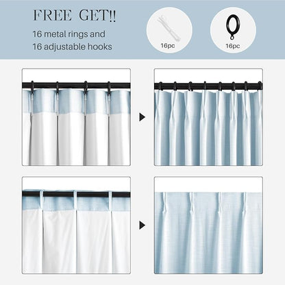 Pinch Pleated Linen Curtains 100% Blackout 102 Inches Long - Image 6